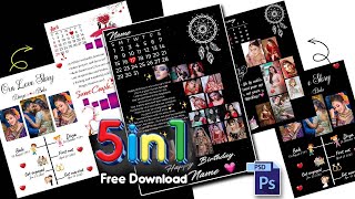 5 Trending Collage Photo Frame Designs Free PSD for Wedding Anniversary and Birthday [upl. by Bernardi]