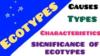 Ecotypes  Types characteristics significance of ecotypes  Biodiversity and its conservation [upl. by Atived]