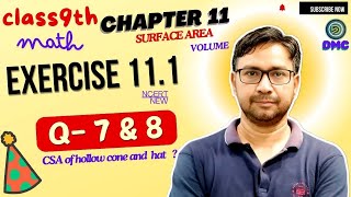 class 9th exercise 111 question 7 amp 8 solution math 202425  Cone  sphere ncert new book [upl. by Demaria]