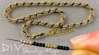 Easy Beaded Rope Necklace Tutorial Beaded Spiral Rope  Seed Bead Jewelry Making [upl. by Judon]