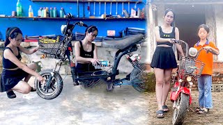 Girl restores electric bicycle bought from scrap yard to give to poor children make mechanical [upl. by Auhsuoj]