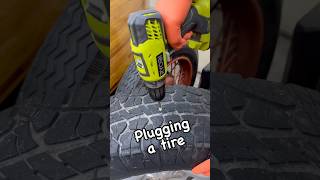 Plugging a tire with a drill tools mechanic autorepair [upl. by Pride533]