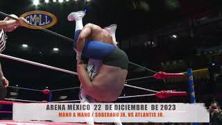 CMLL  MANO A MANO  SOBERANO JR VS ATLANTIS JR  ARENA MÉXICO  221223 [upl. by Ycniuqal251]