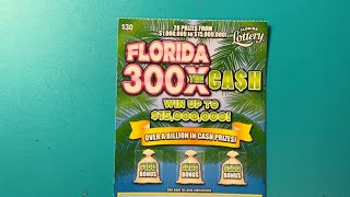 300X THE CASH SCRATCH OFF FROM THE FLORIDA LOTTERY [upl. by Ecinnej]