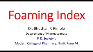 Foaming Index Dr Bhushan P Pimple [upl. by Icyaj445]