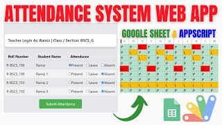 Attendance System using Google Sheets and Appscript with Login  R32 [upl. by Nevs]