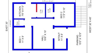 1100 square feet west face house plan [upl. by Bendicty]