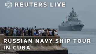 LIVE People in Cuba queue to tour Russian navy ships [upl. by Ahsirtak]