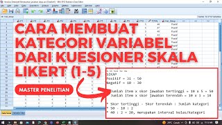 Cara Membuat Kategori Variabel Dari Kuesioner Skala Likert 15 Menggunakan SPSS [upl. by Japheth]