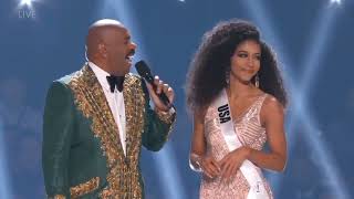 Cheslie Kryst Miss USA 2019 Jokes with Steve Harvey [upl. by Ennahoj]