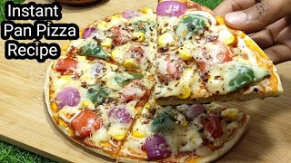 Pan Pizza Recipe 😘 Homemade Pizza without oven and yeast  Veg Cheese Pizza  Radha Veg Kitchen [upl. by Quintie473]