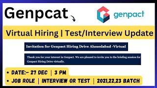 Genpact Virtual Hiring Session  27 Dec 3PM  Job Role  Test or Interview  Hiring Process [upl. by Leumel]