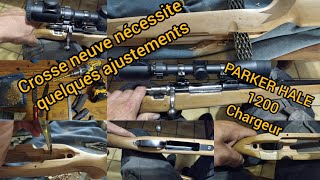 Ajustage de la crosse neuve pour ma PARKER HALE 1200 en 7x64 à chargeur amovible Mauser 98 [upl. by Kirre]