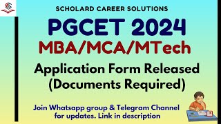 PGCET 2024 Application Form Released  Documents Required  Documents  pgcet2024 pgcetmba pgcet [upl. by Garbe836]