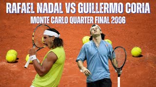 RAFAEL NADAL VS GUILLERMO CORIA  2006 MENS MONTE CARLO QUARTERFINAL [upl. by Rehpotsirk]