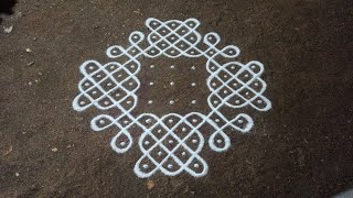 9 x 3 dots simple beautiful sikku kololam  easy trending beginners kambi kolam  SathyaSelva Arts [upl. by Ayojal]