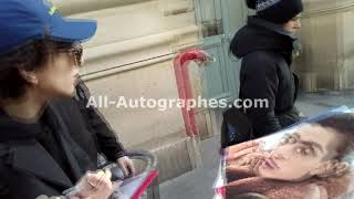 Timothée Chalamet arriving in Paris and signing autographs [upl. by Gulgee]