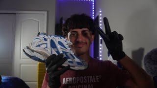 BACK TO SCHOOL SHOE UNBOXING ASMR SHOE REVIEW LATEX GLOVE SOUNDS TAPPING AND WHISPERS [upl. by Alah619]