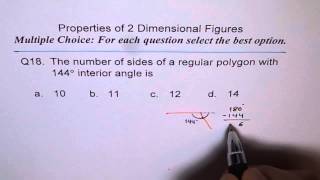 Find Number of Sides of Regular Polygon with 144 Interior Angle Q18 [upl. by Yvi]