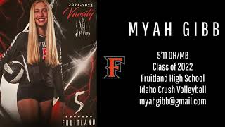 Myah Gibb  511 OHMB  Class of 2022  Fruitland High School Girls Volleyball Highlights [upl. by Boelter]