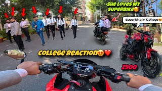 Taking My Kawasaki z900 to College 😍  Public Reaction on Superbike [upl. by April722]