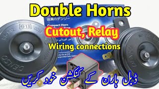 4 pin double Horn relay 3 wires cutout in any bikes and car wiring diagram connection [upl. by Millham653]