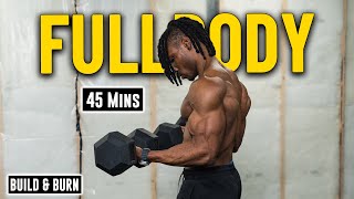 45 Mins Full body Workout No Bench  Dumbbell Build amp Burn 24 [upl. by Niamor]