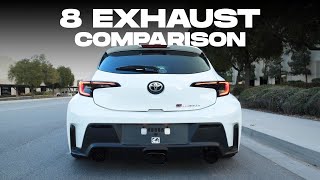 GR Corolla Exhaust Compilation  8 systems Chapter1 [upl. by Marquez353]