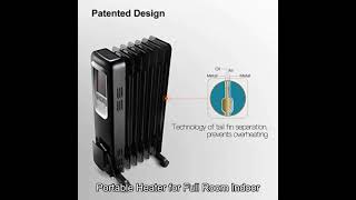 Space Heater Aireplus 1500W Oil Filled Radiator Electric Heater with Digital Thermostat [upl. by Otirecul]