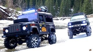 RC ADVENTURES  Gelände II 4x4 Defender D90 amp Toyota Hilux Trail Finder 2  Icy Scale RC Trucks [upl. by Ogg]