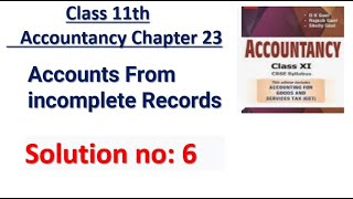 Accounts From incomplete Records Solution no 6 DK Goel [upl. by Ker]