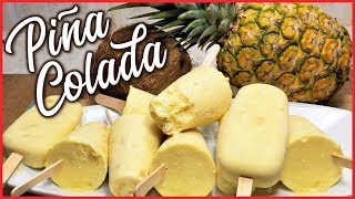 helados CREMOSOS de piña COLADA con COCO  helados con trozos de piña y coco rayado [upl. by Addia]