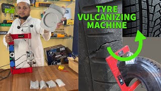 TYRE VULCANIZING MACHINE  HOW TO VULCANIZE TYRES  TYRE CUT REPAIR  TYRE SIDE CUT REPAIR  KING [upl. by Ailati]