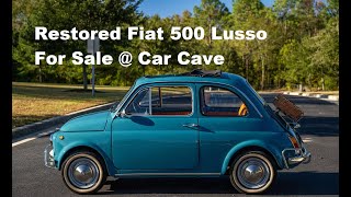 1970 Fiat 500 Torquoise Blue Lusso 110F Ochre Interior Fully Restored For Sale Car Cave Aiken SC [upl. by Adnilrev]