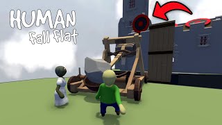 GRANNY AND BALDI USING CATAPULT TO GET INTO THE CASTLE in HUMAN FALL FLAT [upl. by Eslek294]