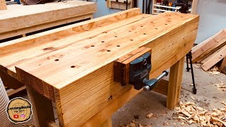 Woodworking Workbench Build Start to Finish Using Hand Tools [upl. by Akinehc]