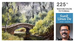 How to draw a watercolor painting with simple and easy methods  Landscape painting  Sunil Linus De [upl. by Ancelin]