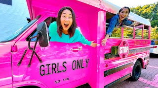 We Built A MOBILE Girls Lounge in a SCHOOL BUS [upl. by Eendys]