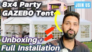 ⏩🔥GAZEBO PARTY TENT 8x4m  UNBOXING amp INSTALLATION gazebo marquee tent trending affordable yay [upl. by Gearard]