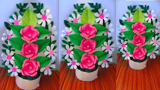 beautiful flower bouquet making with paper 😨  diy flower bouquet [upl. by Halstead122]