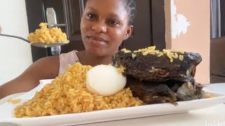 Asmr Mukbang Jollof Rice with Catfish [upl. by Birgit]