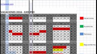 calendario laboral 2016 excel calendario laboral excel gratis vacaciones por departamento [upl. by Stephie741]