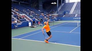 Ivo Karlovic 1979  CRO  1st service 30 during a practice in the old Grandstand  2016 USOpen [upl. by Attirehs]