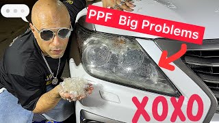 How to remove the PPF stucked on the headlight  ppf car headlight cardetailing problem fix [upl. by Sdlonyer947]