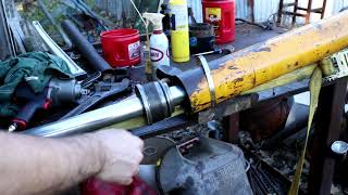 Hydraulic Cylinder Disassembly Repack Rebuild Install FAST [upl. by Alcott]