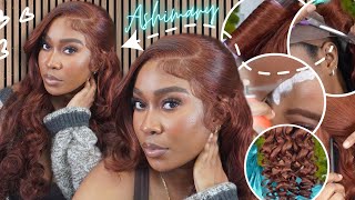 100 BEGINNER FRIENDLY  PRE CURLED REDDISH BROWN WIG INSTALL  DETAILED HAIRSTYLE  Ashimary hair [upl. by Raffaello961]