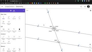 GEOGEBRA  PARALLEL LINES CUT BY TRANSVERSALS [upl. by Publia]