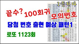 1123회 당첨 번호 출현 예상 패턴2 100회귀 모의번호 카라본 재밌는패턴 [upl. by Inal54]