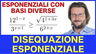 Disequazione esponenziale con basi diverse esercizio svolto [upl. by Eanram]