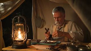 ASMR 1920s Man Cleans Artifacts Hoping to Find Gold No talking no music night forest sounds [upl. by Nwhas]